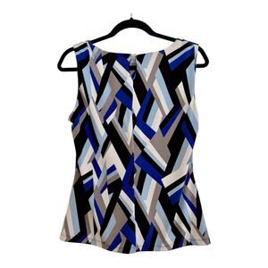 Calvin Klein Blue and Black Geometric Blouse